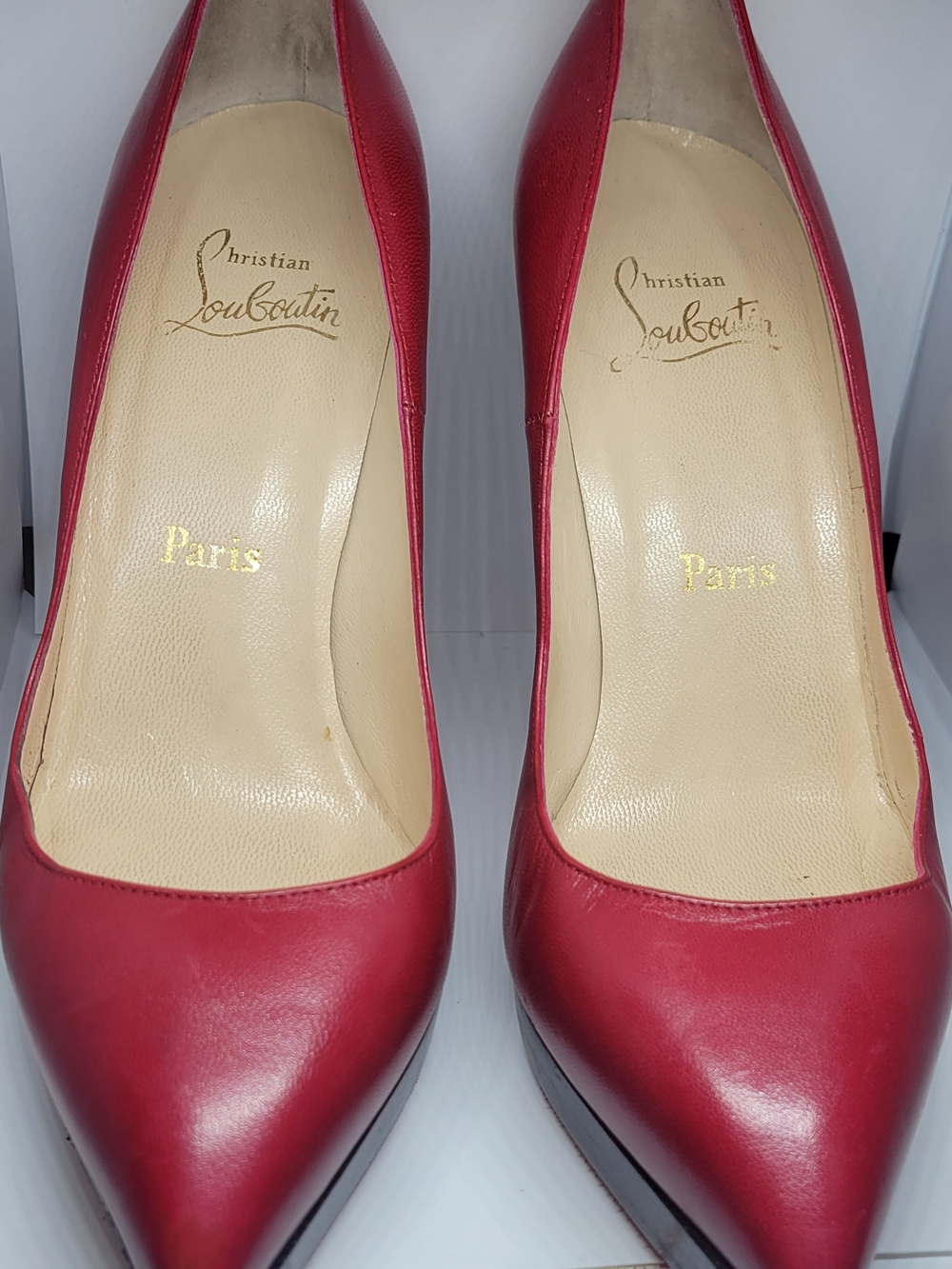 Christian Louboutin Plato Red Pointed-Toe Leather Pumps